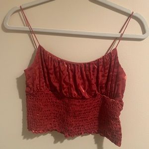 Urban outfitters Velvet cheetah smocked crop top